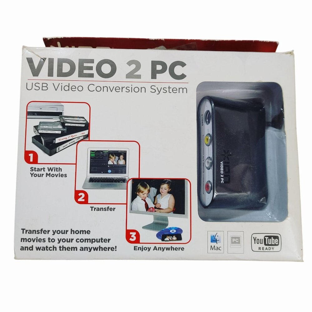 Video 2 PC USB Video Conversion System Cables Software Mac PC Compatible YouTube - Picture 3 of 12